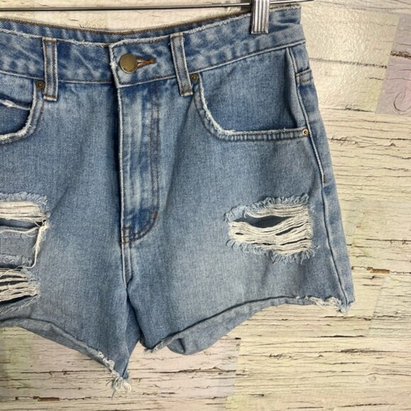 Billabong Distressed Denim Frayed Shorts 27 Jean denim - Picture 3 of 7